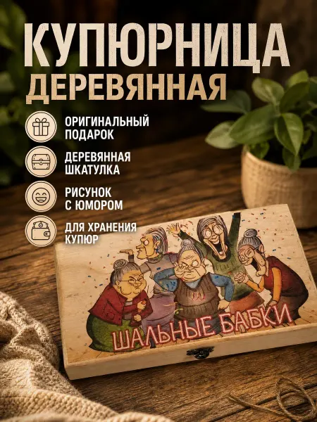 "Деревяшки от Ивашки" Шкатулка подарочная купюрница шальные бабки