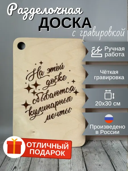 Коллекция мастеров Доска разделочная деревянная с надписью Маме и Бабушке