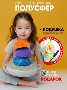 Балансировочная подушка, полусфера массажная, балансир нейротренажер для детей и взрослых