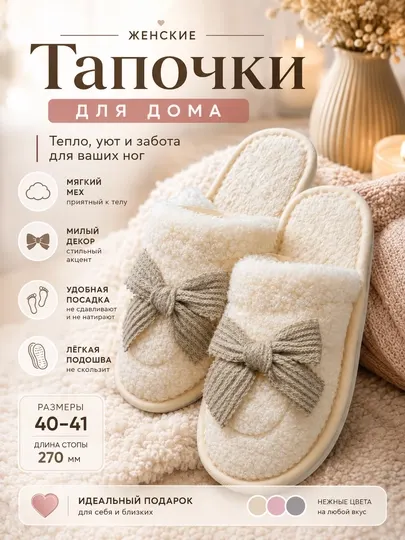 Мягкие домашние тапочки