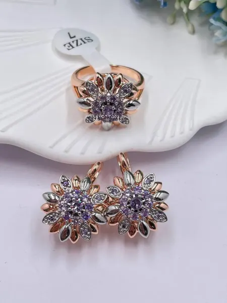 XUPING BIJOU Комплект серьги и кольцо цветок