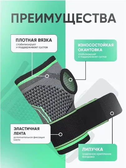 Бандаж на запястье, 1 шт, универсальный размер, фиксирующий сустав