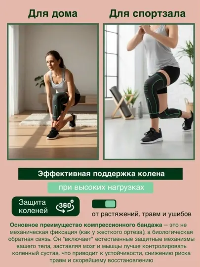 Ортопедический компрессионный бандаж на колено эластичный для спорта и защиты