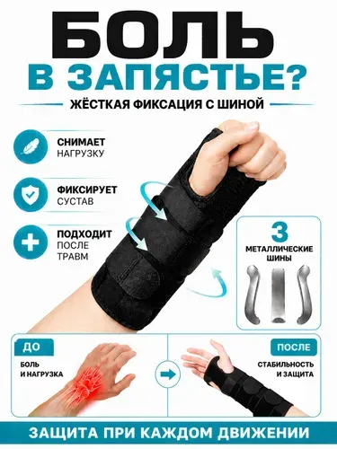 Ортез на лучезапястный сустав с шиной универсальный бандаж для фиксации