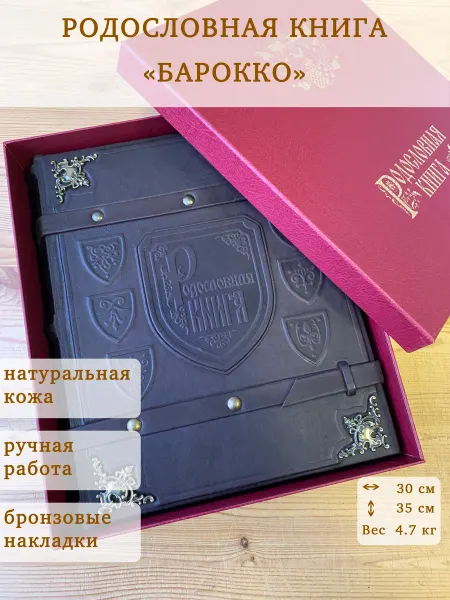 Книга на Века Подарочная Родословная книга Барокко натуральная кожа