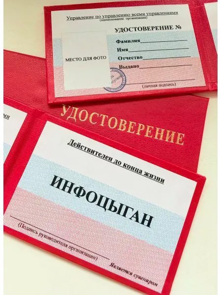Удостоверение сувенирное инфоцыган