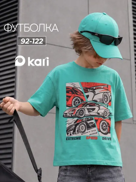 KariKids Футболка детская зеленая с принтом