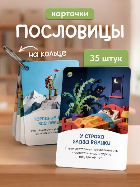Выручалкин Набор карточек «Пословицы», 35 штук