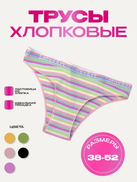 Трусы женские, хлопковые, полосатые