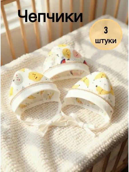 СветиК Чепчики для новорожденных шапочки набор 3 шт