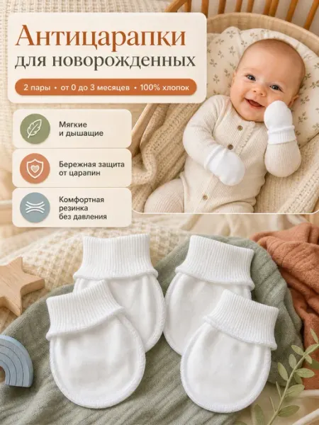 Ekboo Антицарапки для новорожденных рукавички