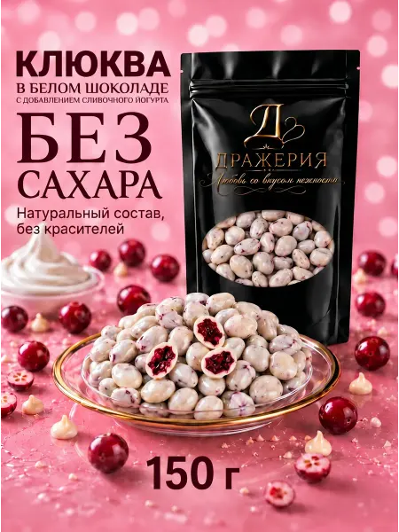 ДражериЯ Конфеты без сахара с клюква в белом шоколаде — ПП сладости