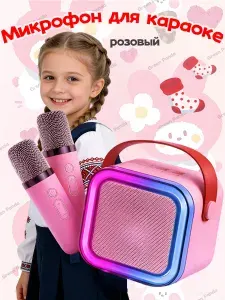 Детская караоке система с двумя беспроводными микрофонами и колонкой