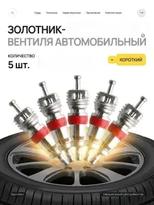 Вентиль для бескамерных шин, 5 шт.
