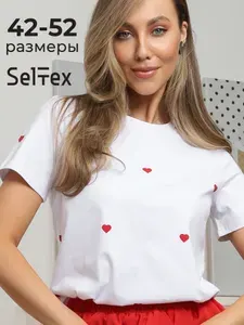 Футболка Селтекс Хлопок, с сердечками 1 шт