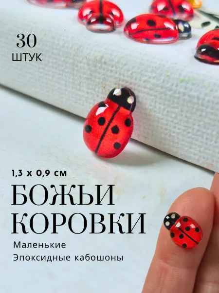 Настругофф Кабошоны божьи коровки, набор 30 шт для декора и творчества