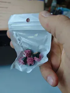 Колпачки на ниппель со стразами зелёный+розовый