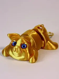 Золотая свинка подвижная игрушка-брелок