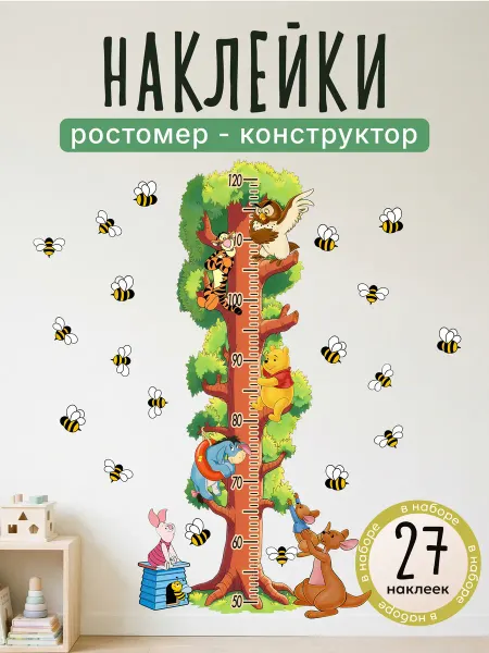 Ростомер детский на стену наклейка