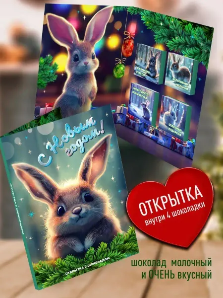 Счастье в подарок Оригинальный новогодний подарок - открытка с шоколадом