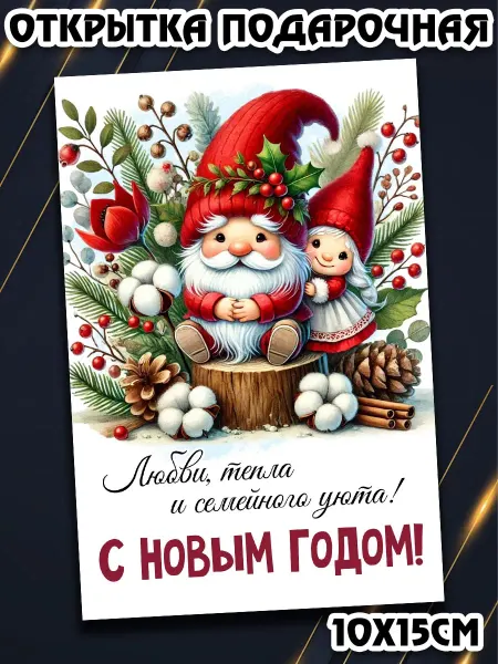 Podarkez Открытка новогодняя гномы