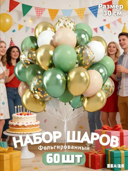 Воздушные шары для праздника 60 шт