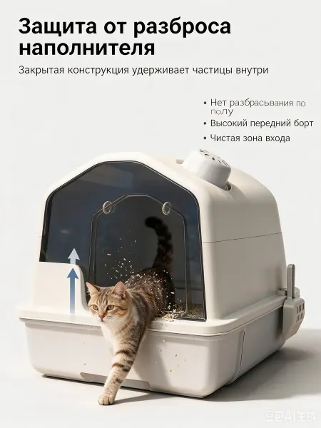 Лоток для кошек закрытый большой домик с бортами