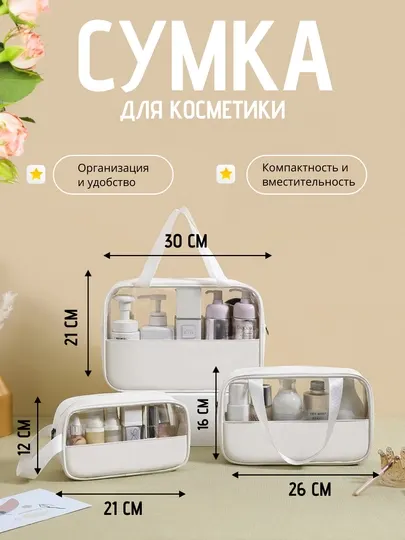 Прозрачная женская сумка для косметики, принадлежностей большой емкости, водонепроницаемая
