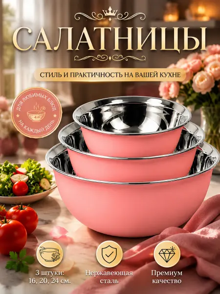 Стальные традиции Набор мисок металлических 3 шт