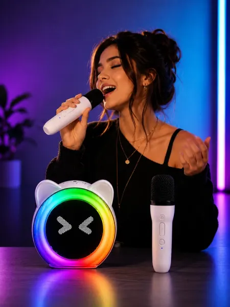 Комплект из беспроводного караоке-микрофона и Bluetooth-колонки