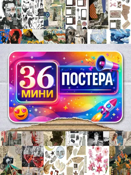 BUCHIBU Минипостеры 36 шт коллаж