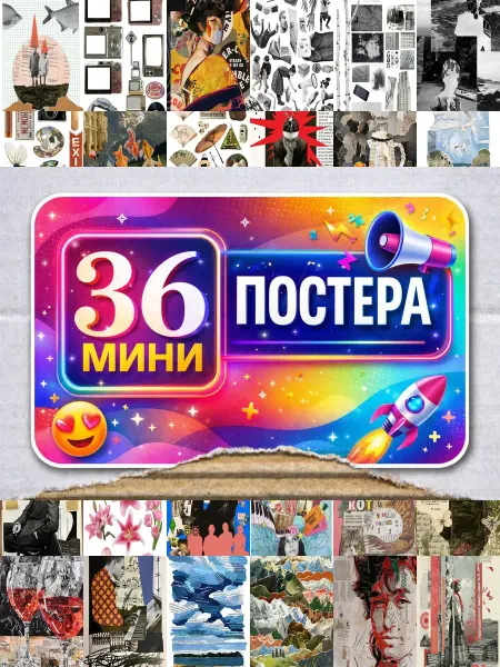 BUCHIBU Минипостеры 36 шт коллаж