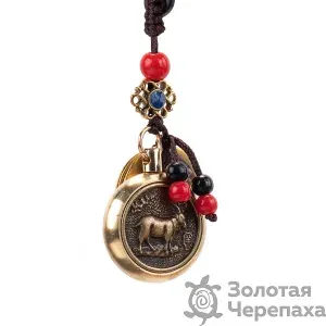 Брелок "Коза с монетами", Фэн-Шуй, (Китайский календарь) бронза