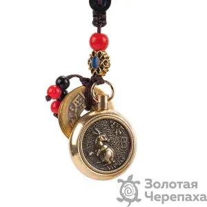 Брелок "Кролик с монетами", Фэн-Шуй, (Китайский календарь) бронза