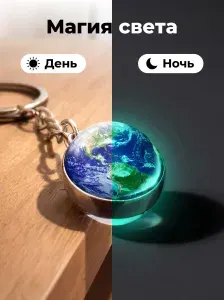 Брелок металлический для ключей стеклянный шар планета Земля