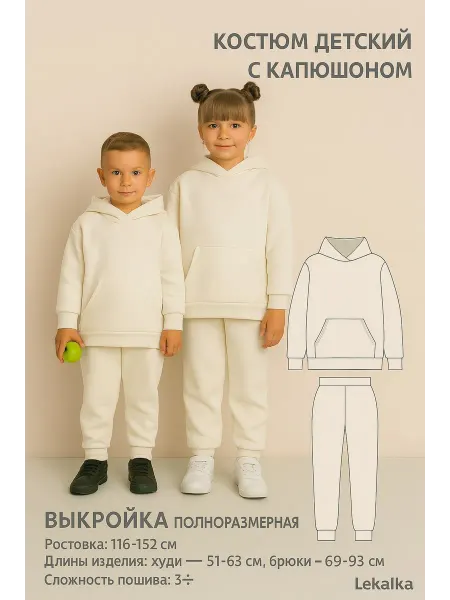Выкройка костюм детский с капюшоном