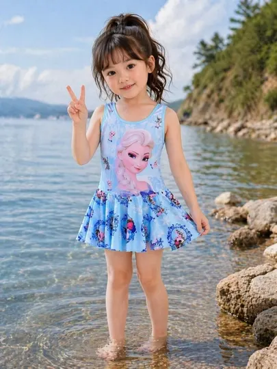 Розовый детский купальник Frozen для девочек