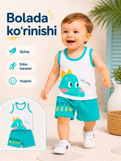 Детский летний комплект, майка и шорты