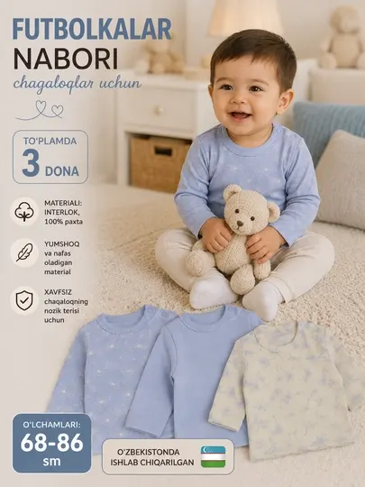 Футболки для новорожденных, в комплекте 3 шт