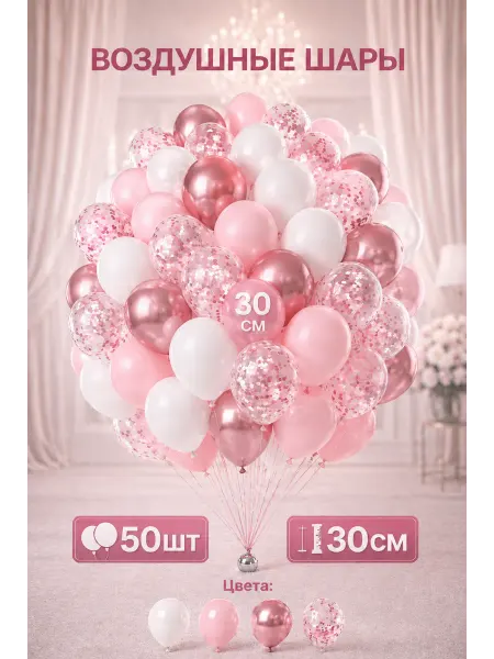 Шарики воздушные . розовые 50 шт