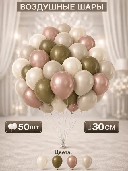 Шары воздушные. бежевые 50 шт