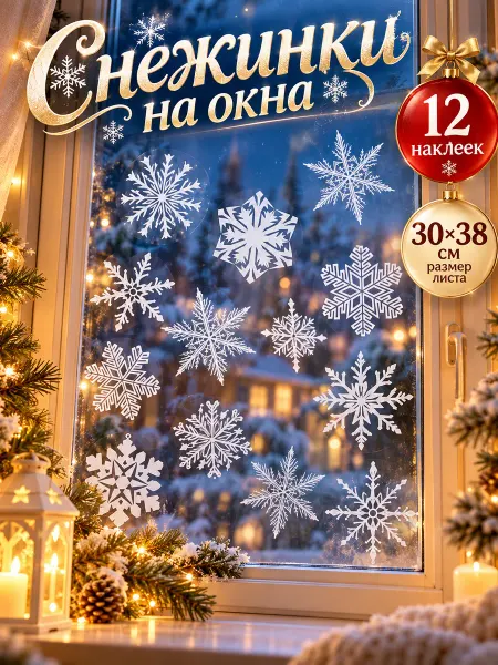 Новогодняя ярмарка Снежинки на окна