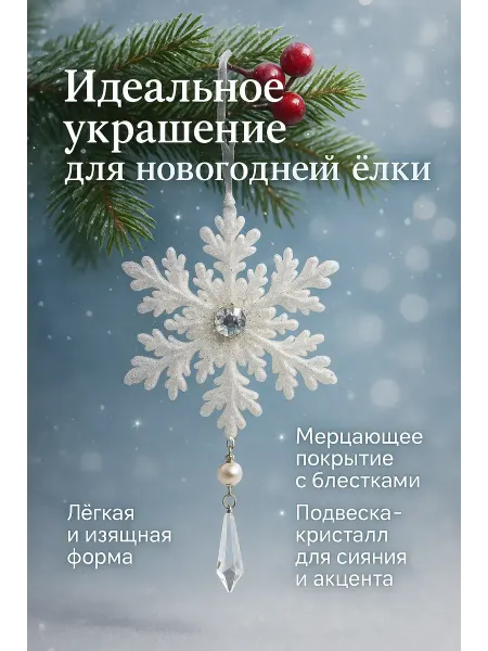 Q Новогодние снежинки на елку 2шт