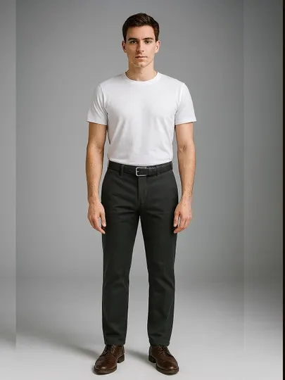 Мужские классические повседневные брюки с эластичным поясом и контрастной подкладкой