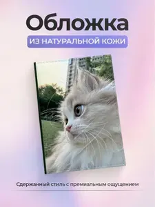 Обложка на паспорт с котом зеленая