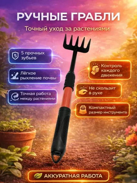 БудетНадо Грабли садовые ручные — мини рыхлитель для грядок