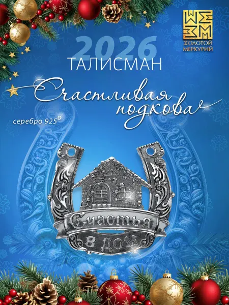 Золотой Меркурий Подкова на счастье серебряная