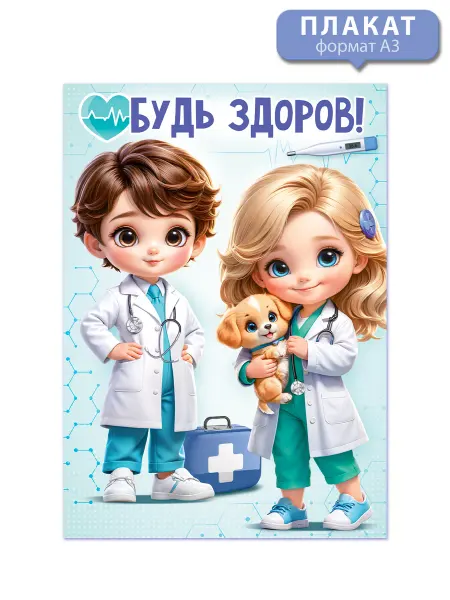 ТМ открытая планета Плакат оформление детского сада Будь здоров!