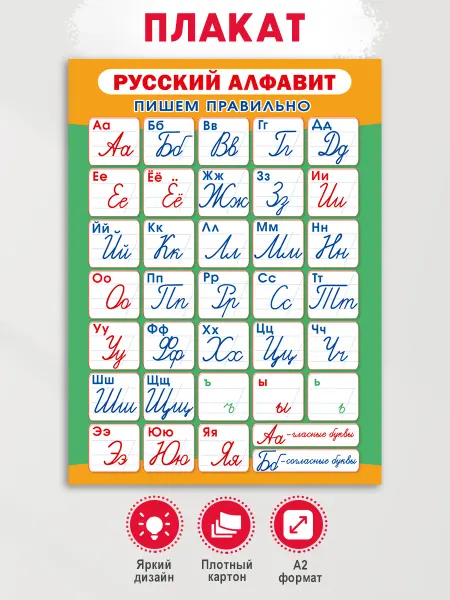 ТМ Мир поздравлений Плакат по русскому языку "Пишем буквы правильно" в школу