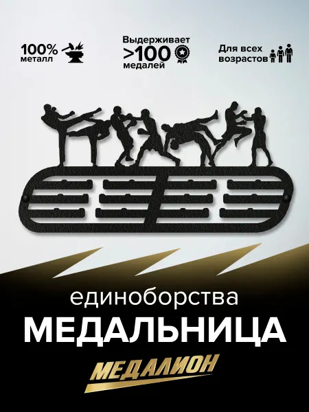 Металлическая медальница по Единоборству